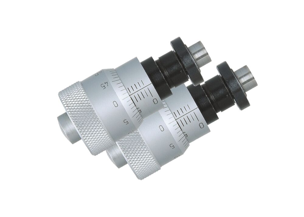 Large Diameter Thimble Micrometer Head 0-0.25" Range 0.001" Graduation ±0.0002" Accuracy Flat Face with Clamp Nut